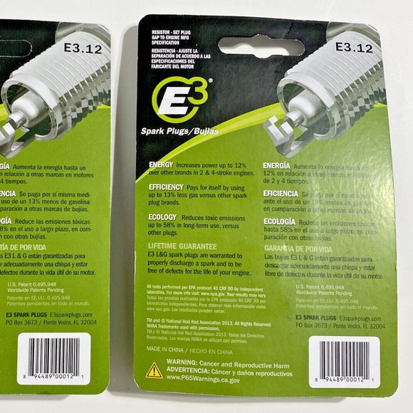 (2) E3 Spark Plugs E3.12 Small Engine Lawn & Garden Diamond Fire Technology NEW - Picture 5 of 5